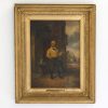 Victorian Oil On Canvas Titled "The Little Yellow Man"