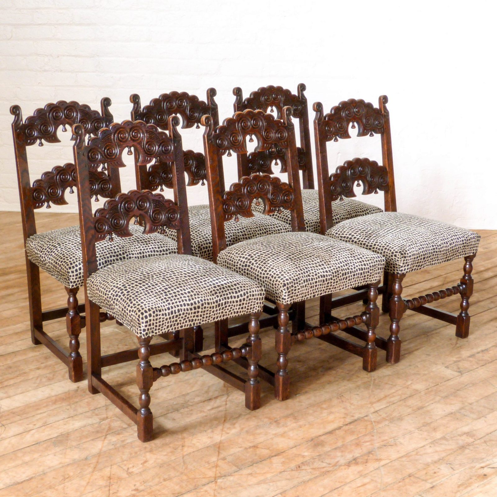Set Of Six Derbyshire Style Oak Chairs