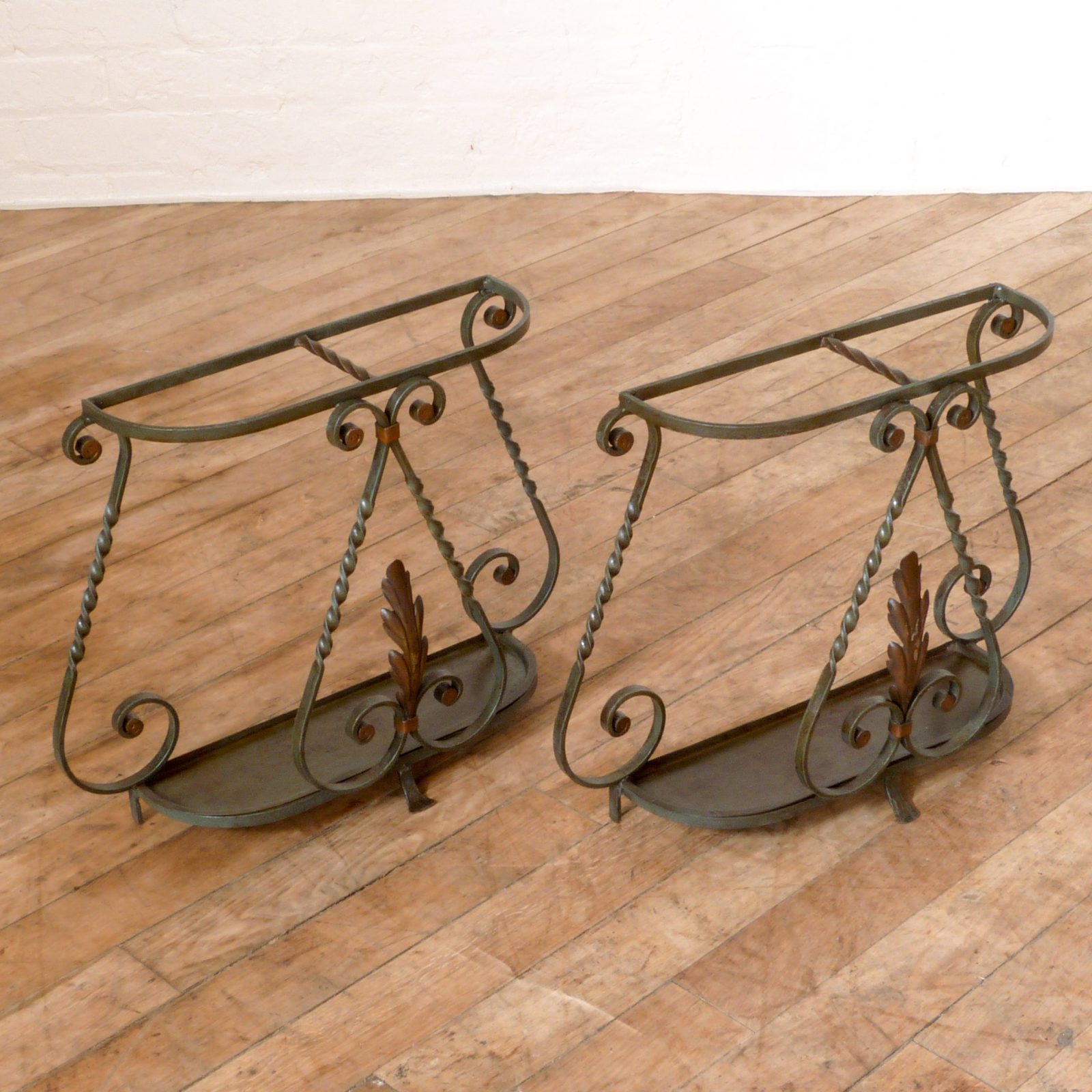 Small Pair Of Wrought Iron Umbrella Stands