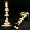 Small Victorian Knop Stemmed Brass Candlesticks