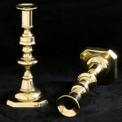 Small Victorian Knop Stemmed Brass Candlesticks