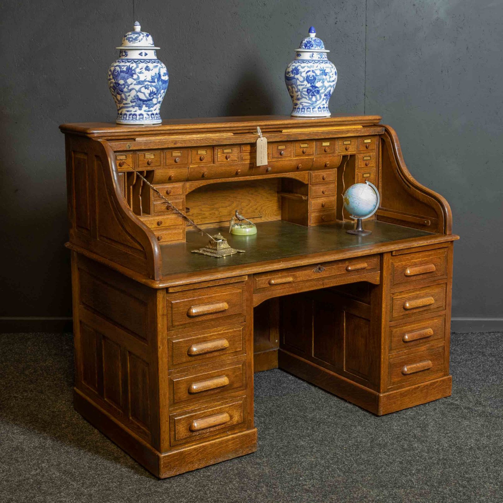 Edwardian Roll Top Desk by Maples of London and Paris