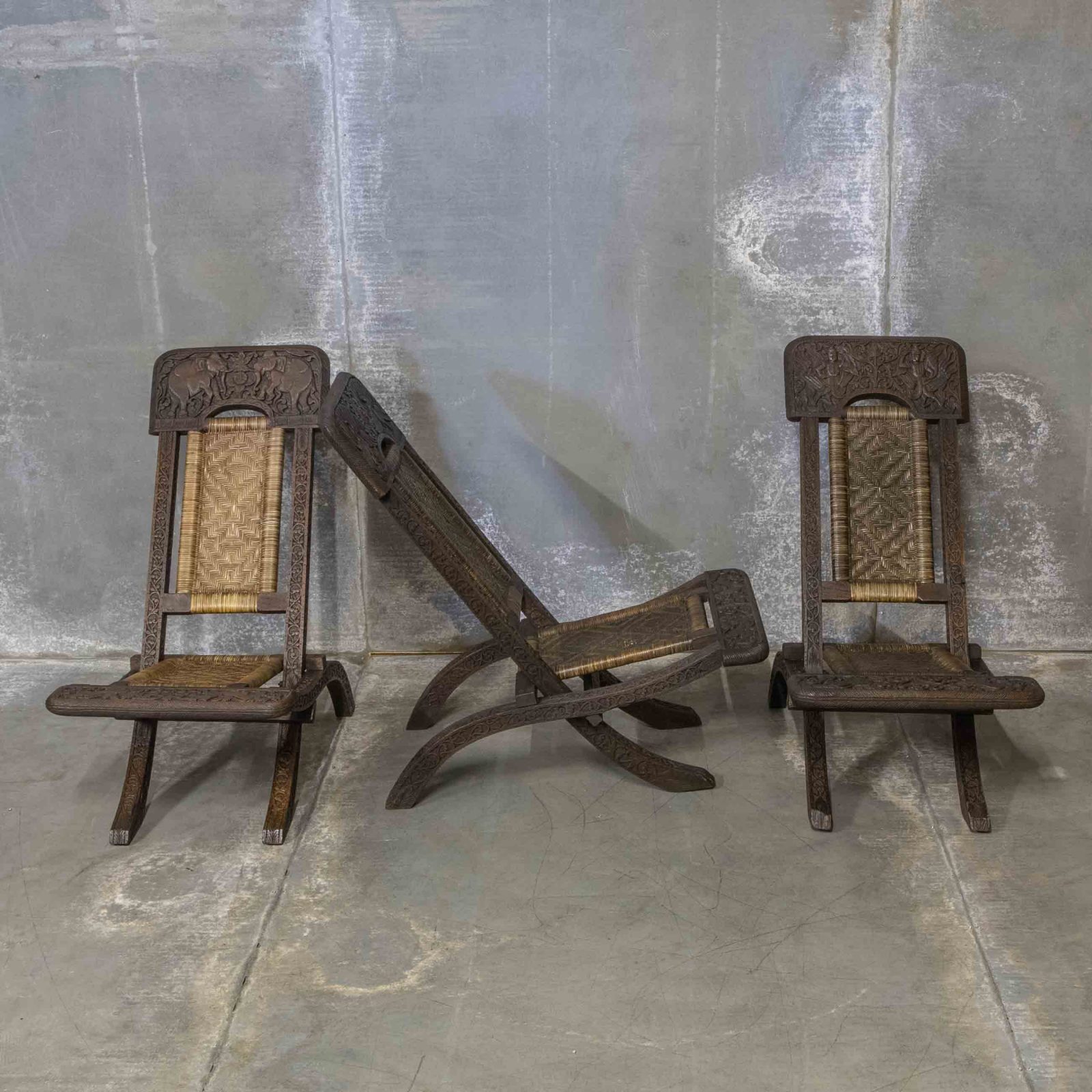 Set of Three Burmese Folding Chairs