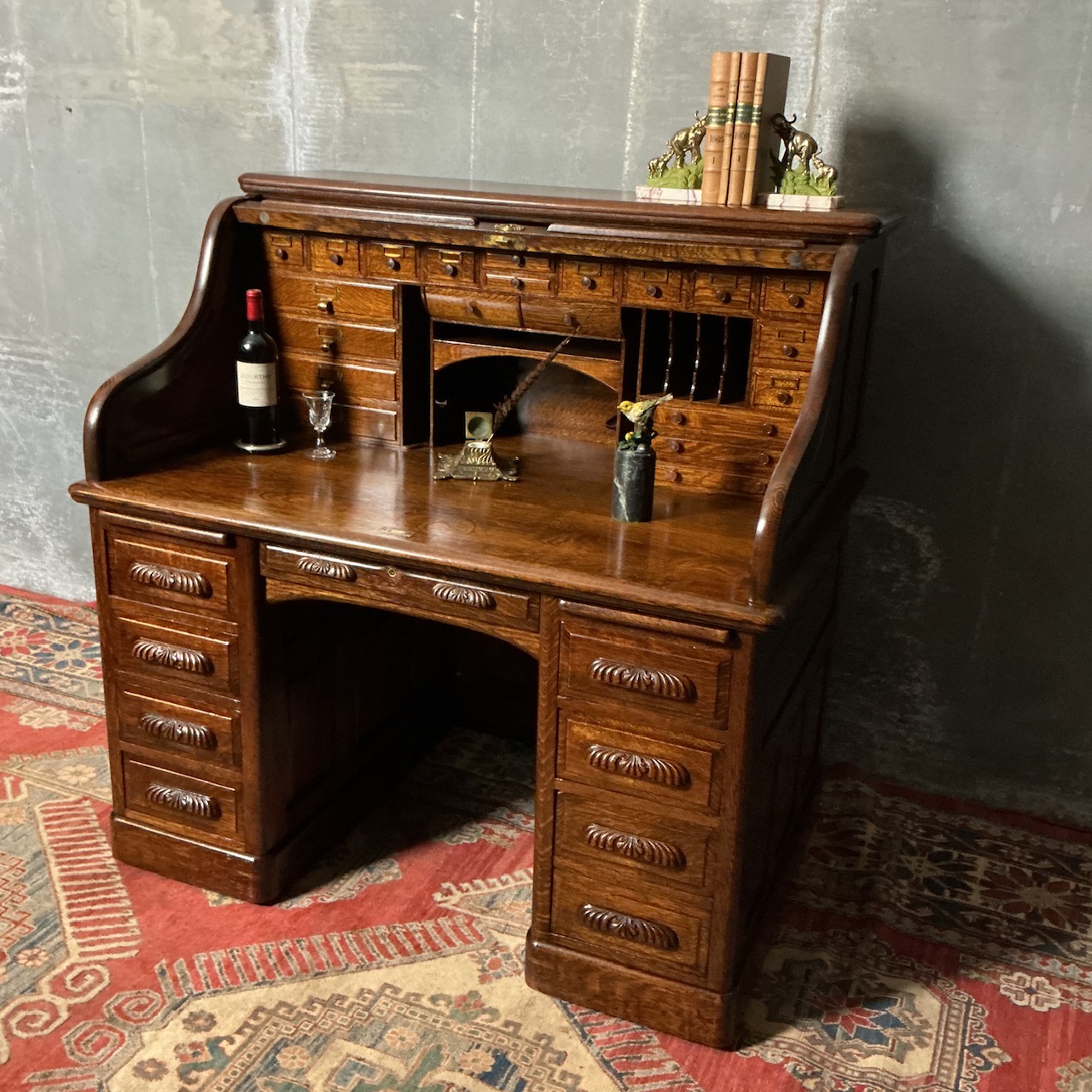 ANTIQUE ROLL TOP DESK - Image 12