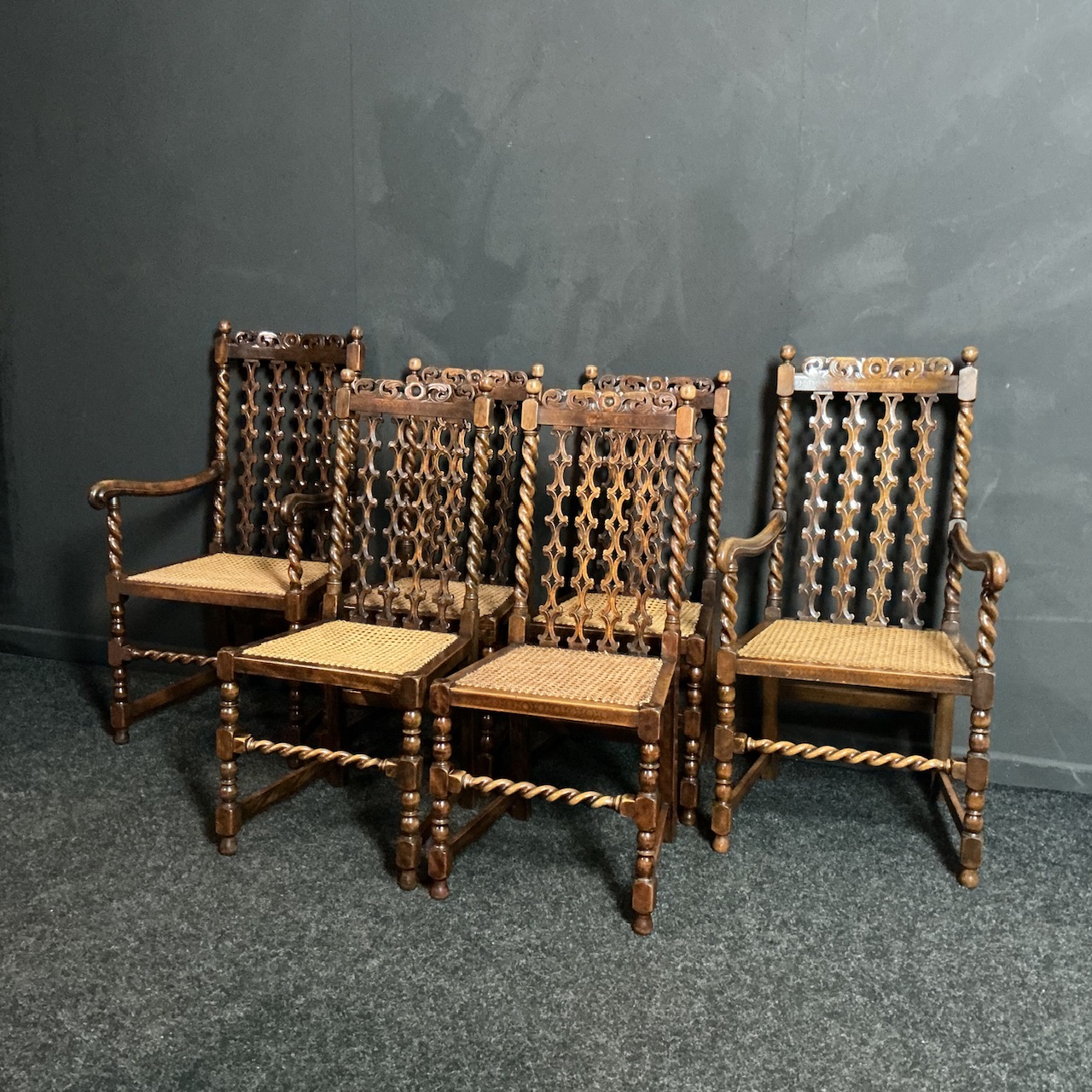 Set of Jacobean style chairs