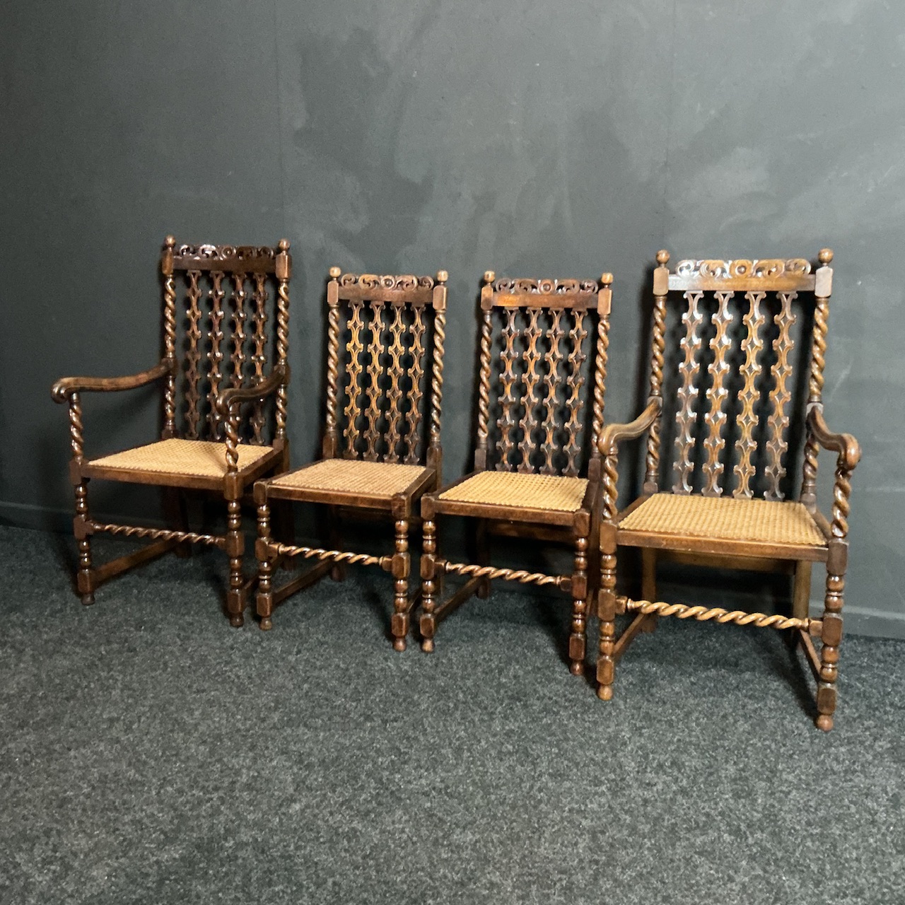 Alternative view of Set of Jacobean style chairs