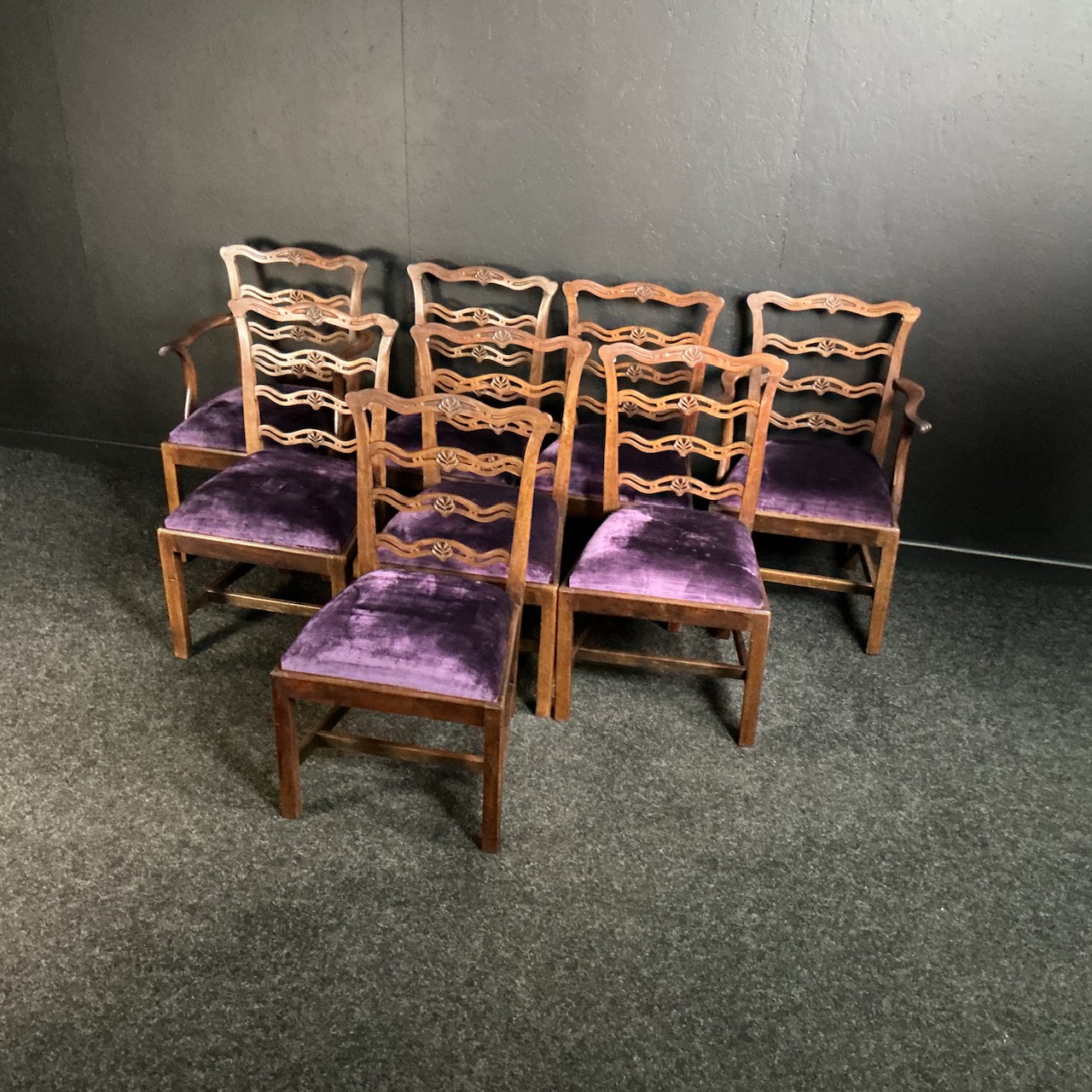 Eight Georgian Ladderback Chairs