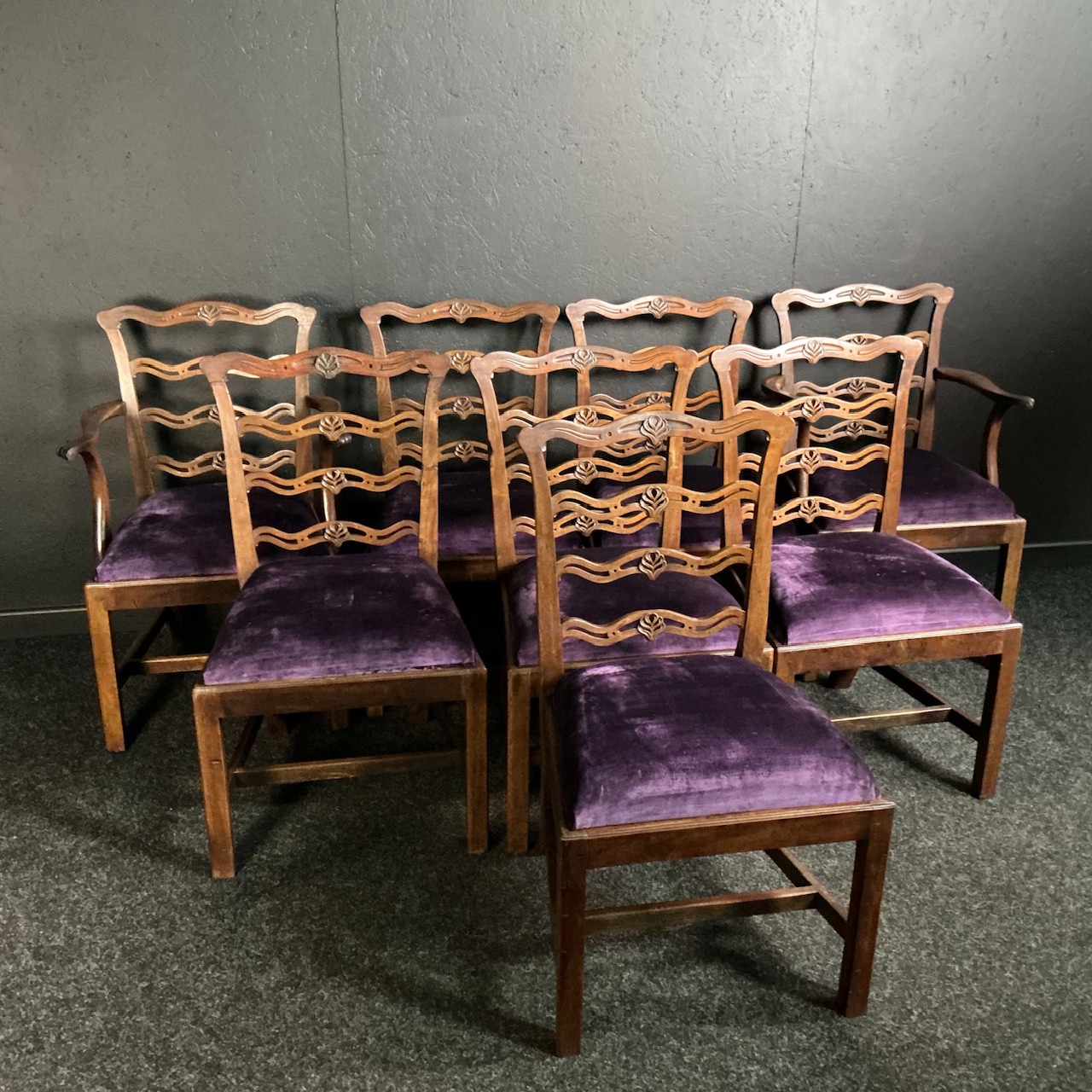 Alternative view of Eight Georgian Ladderback Chairs