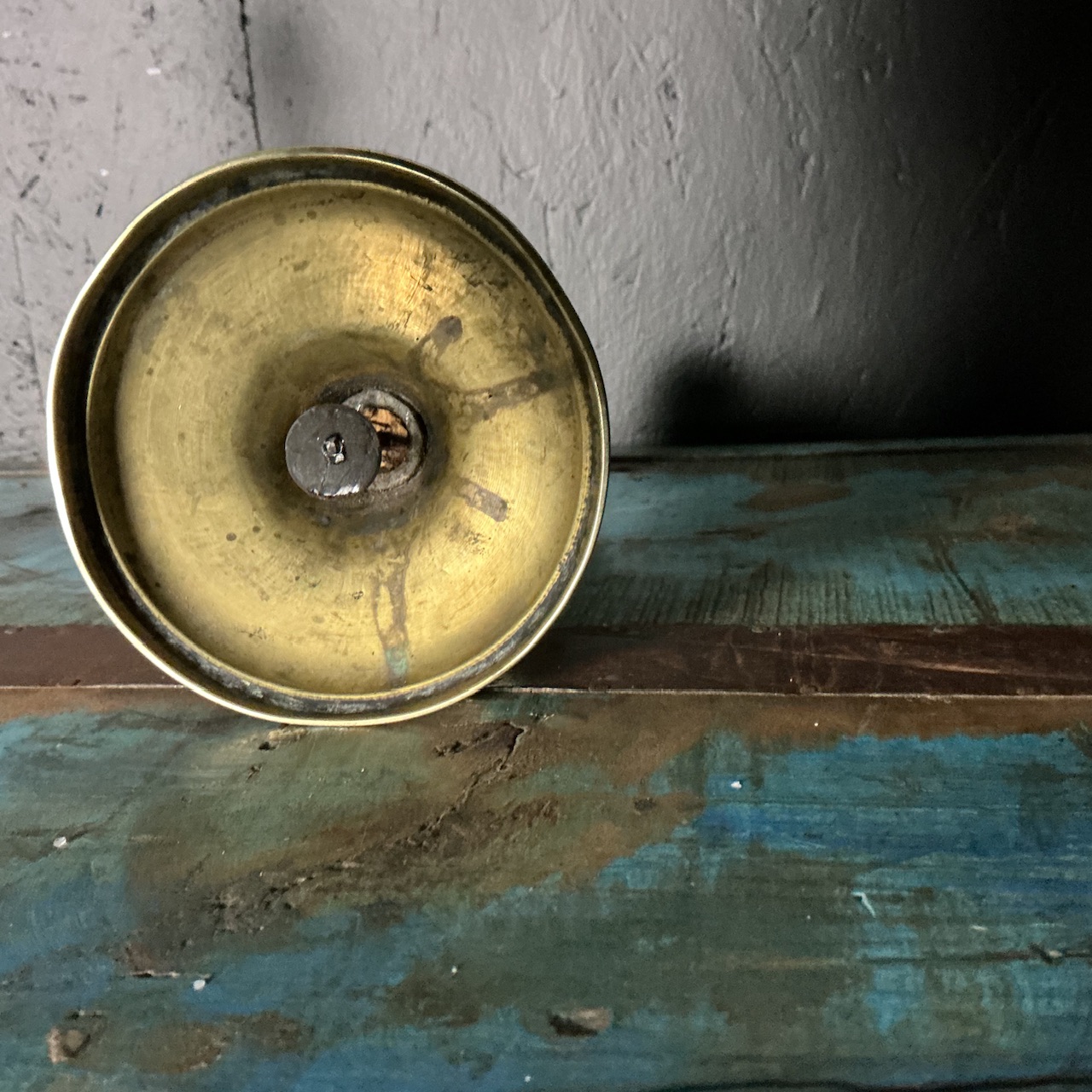 Alternative view of Pair of Early 19th century Brass Candlesticks