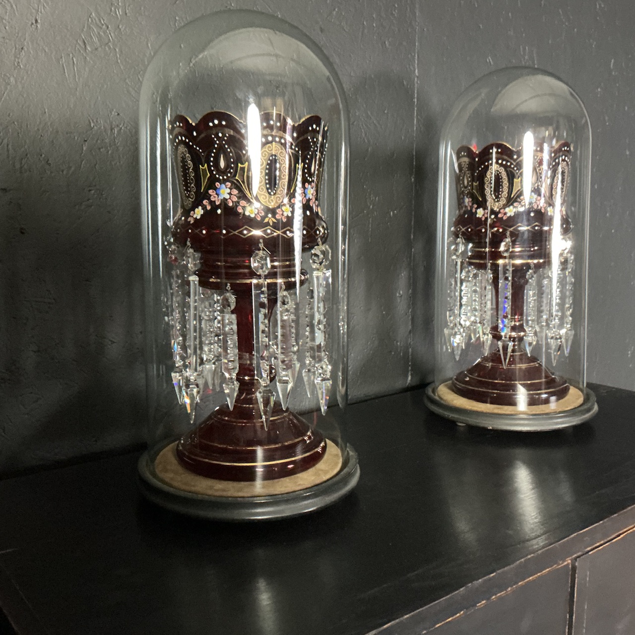 Alternative view of Pair of Victorian Ruby Glass Lustres