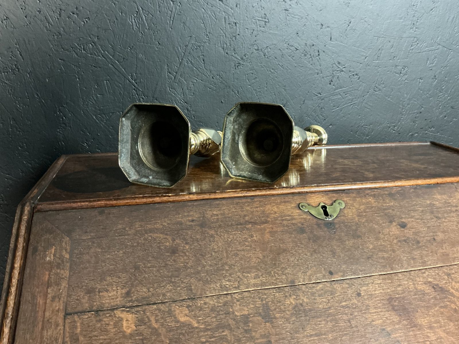 Alternative view of Victorian King of Diamond Candlesticks