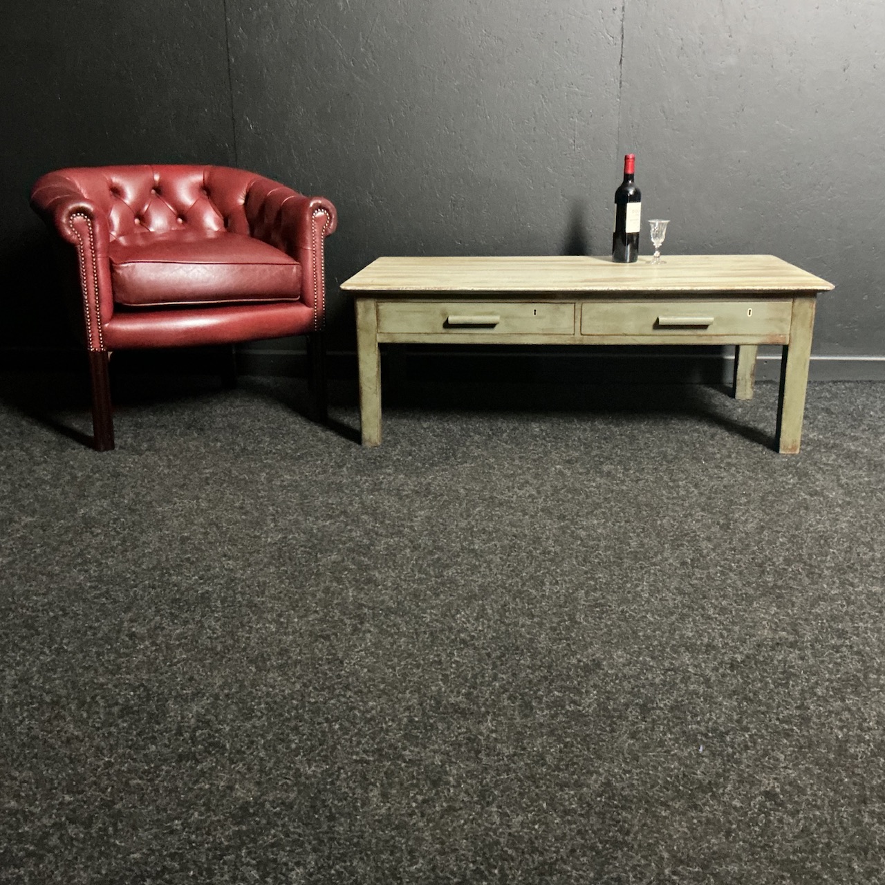 Red Leather Button Back Club Chair - Image 3