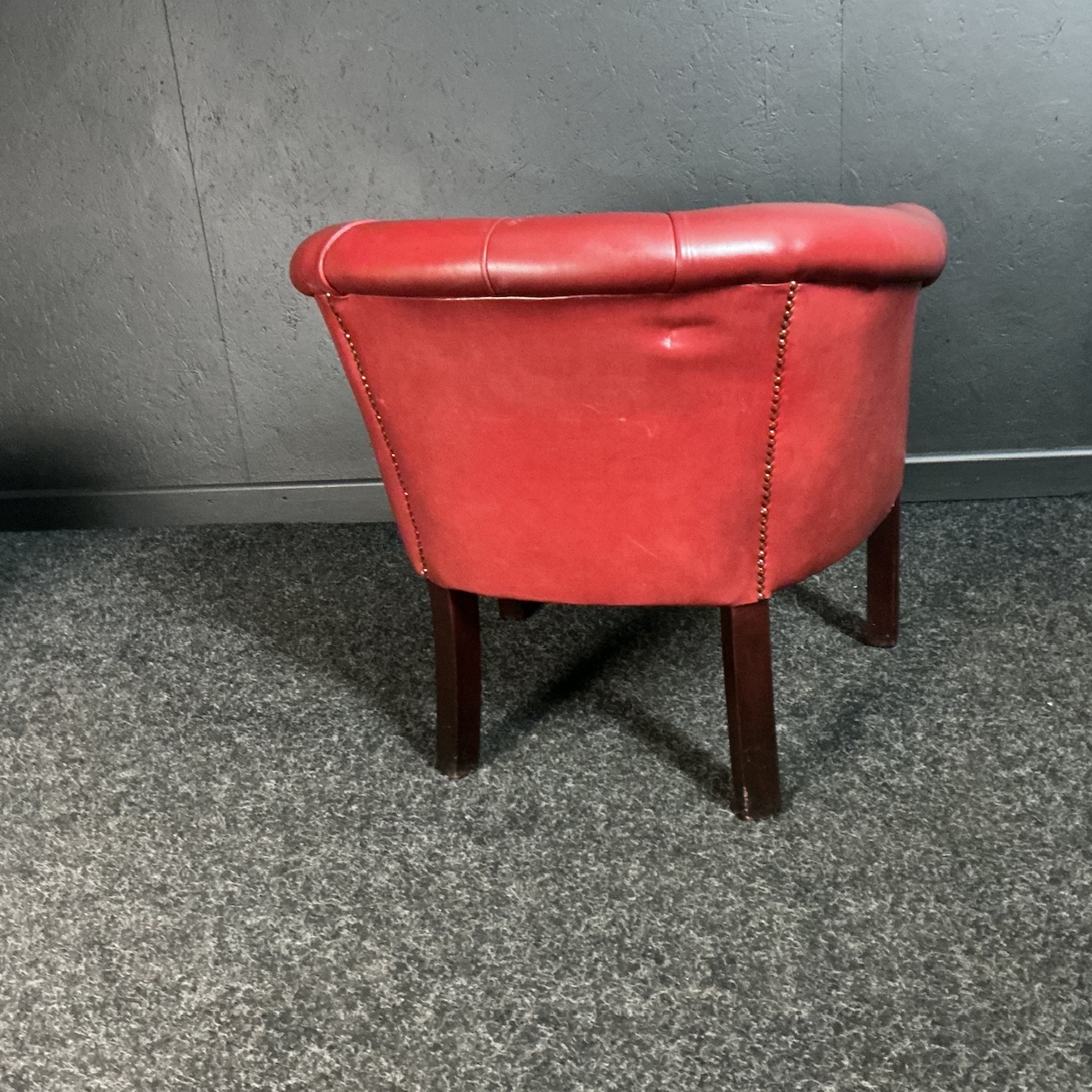 Red Leather Button Back Club Chair - Image 6