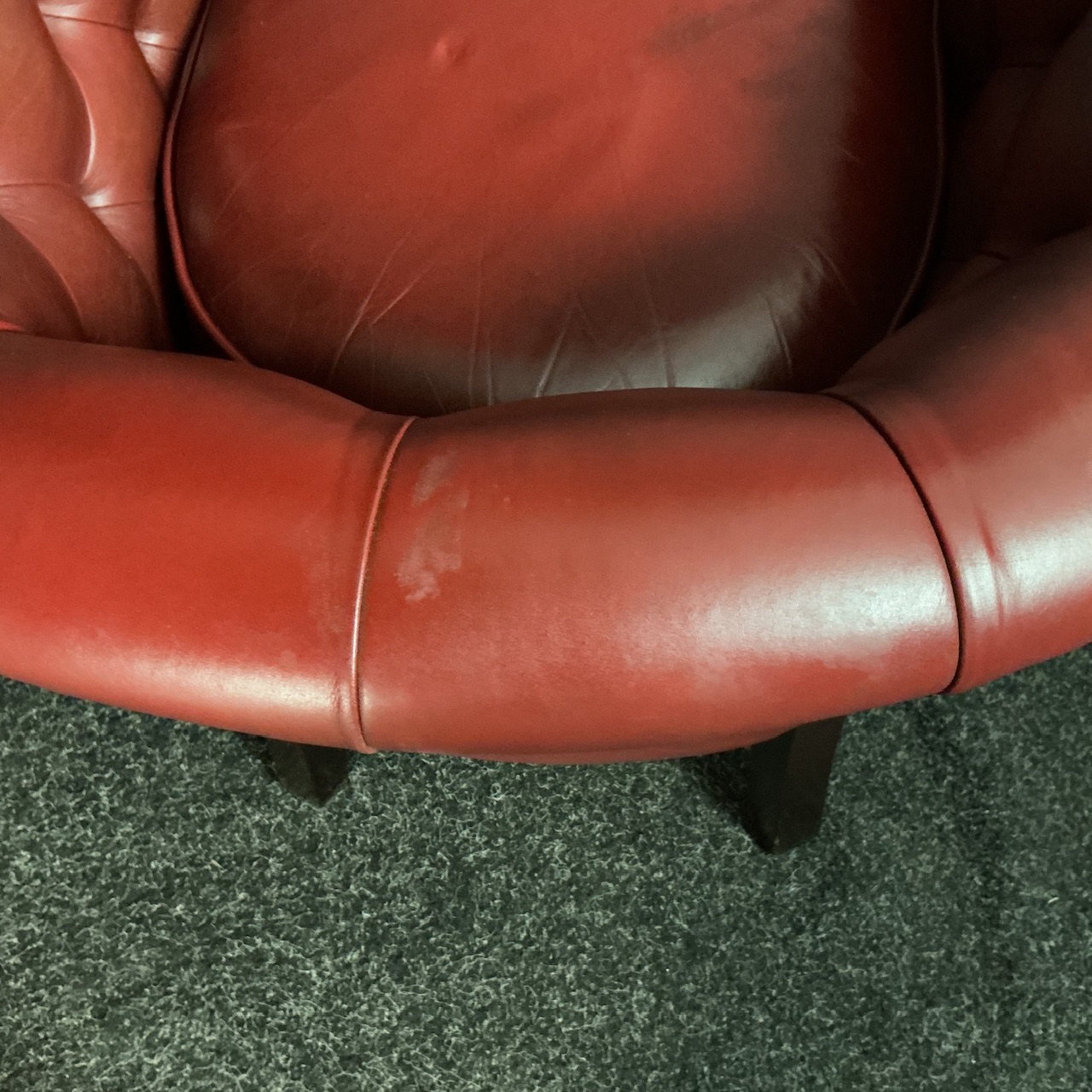 Red Leather Button Back Club Chair - Image 4