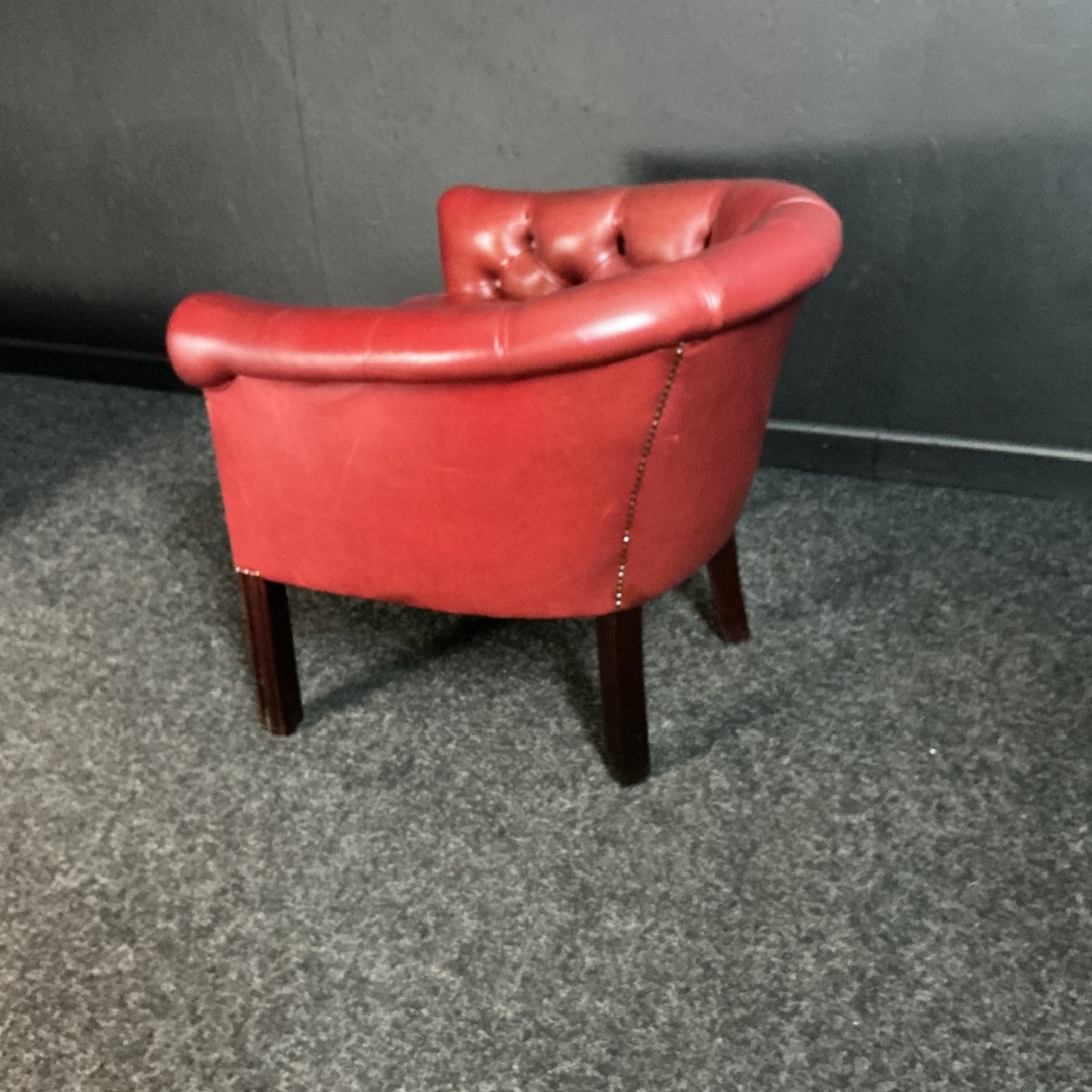 Red Leather Button Back Club Chair - Image 7