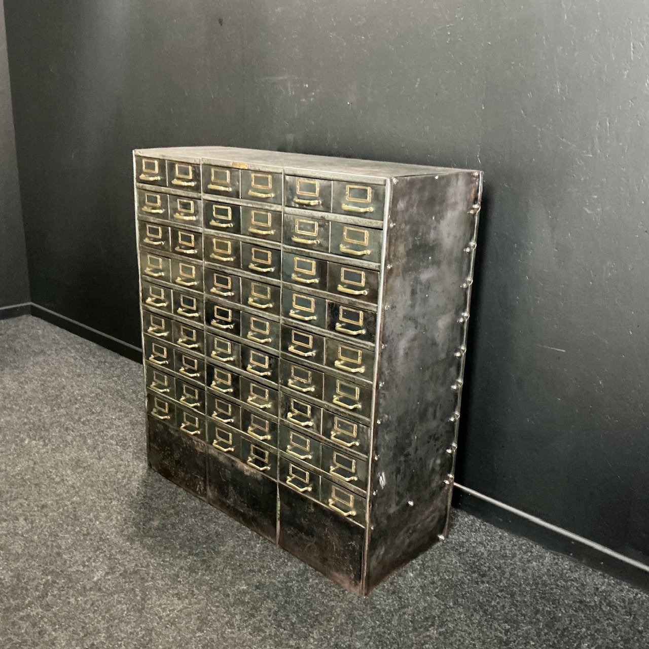 Antique Industrial Bank of Drawers - Image 3