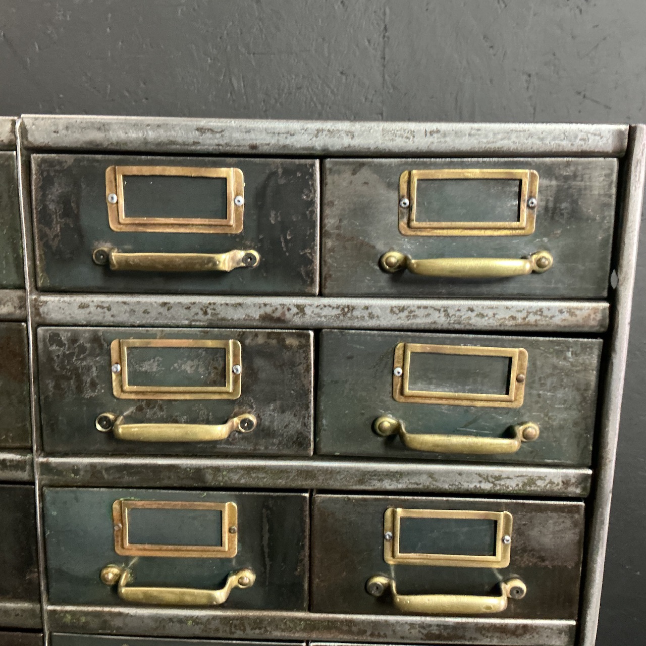 Antique Industrial Bank of Drawers - Image 4