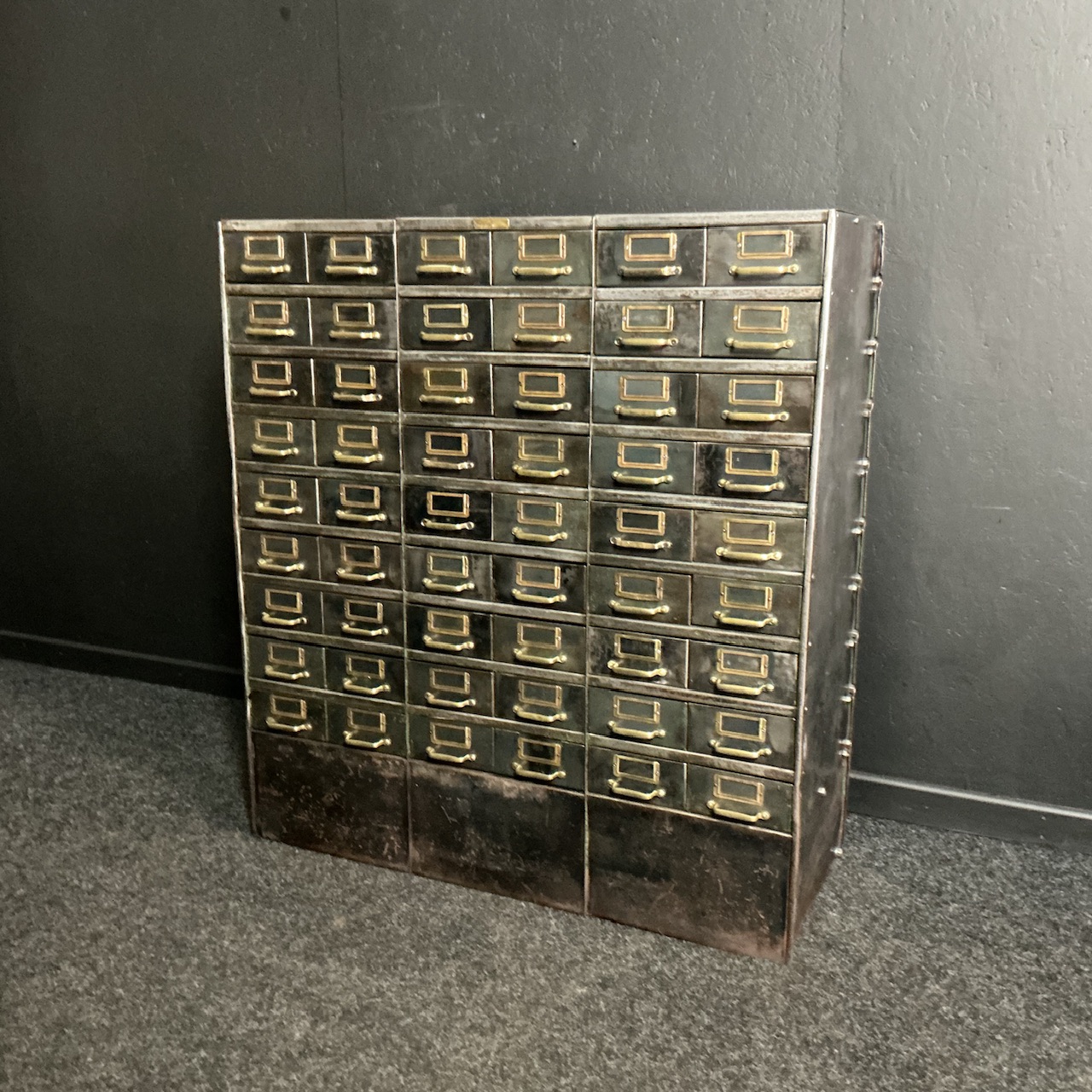 Antique Industrial Bank of Drawers - Image 10