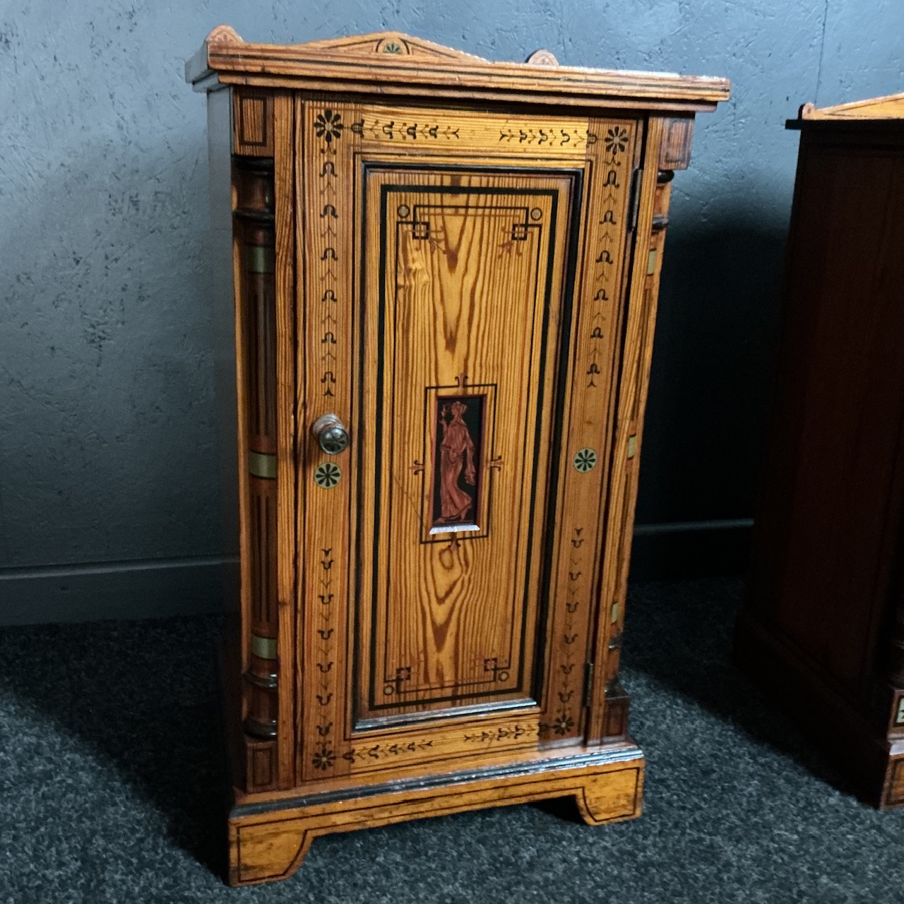 Alternative view of Victorian Hand Decorated Bedside Cupboards