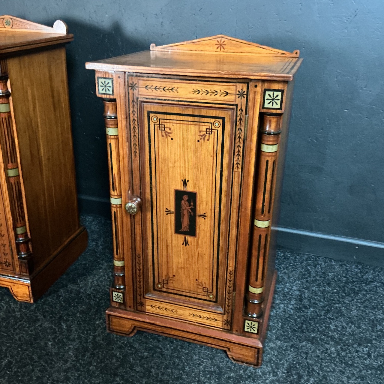 Victorian Hand Decorated Bedside Cupboards - Image 3