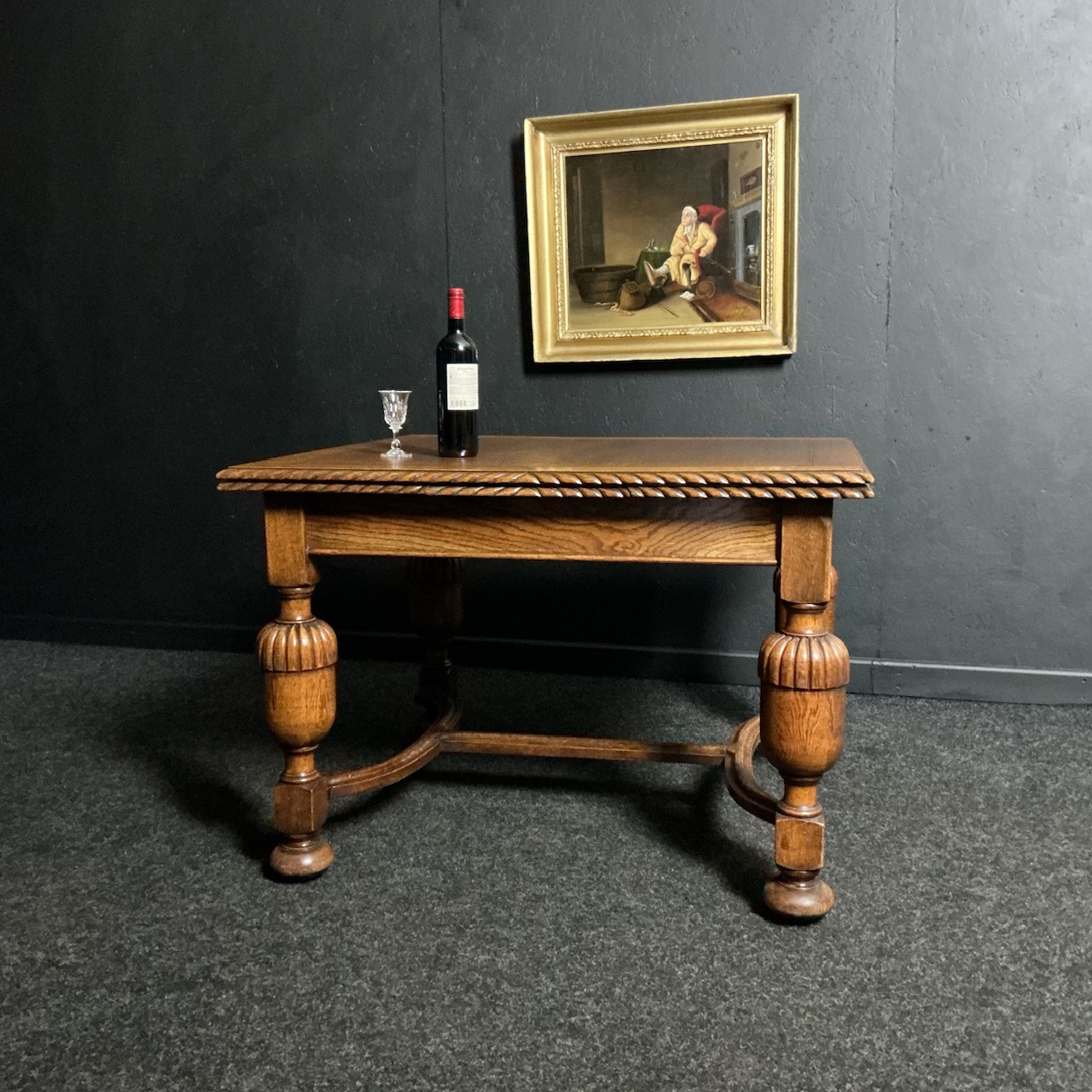 Antique Oak Draw Leaf Table - Image 9