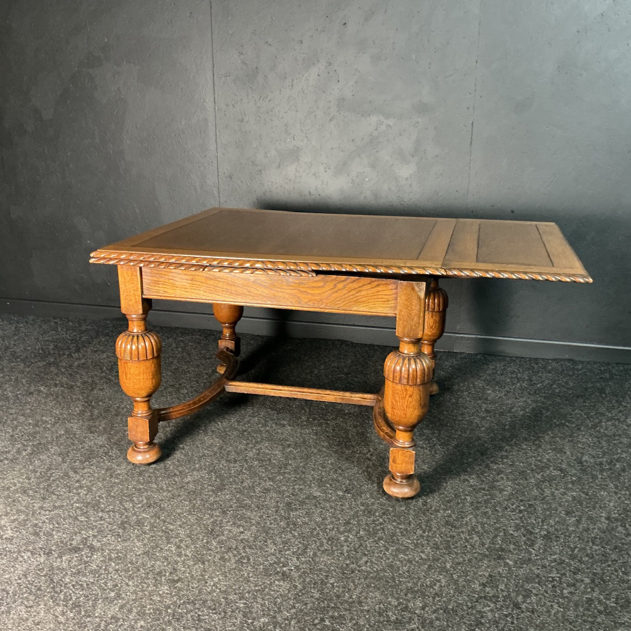 Antique Oak Draw Leaf Table - Image 7