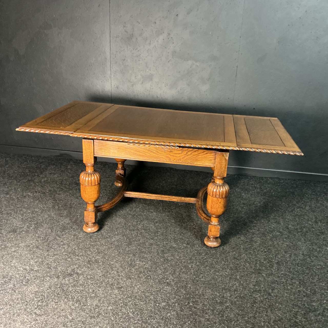 Antique Oak Draw Leaf Table - Image 8