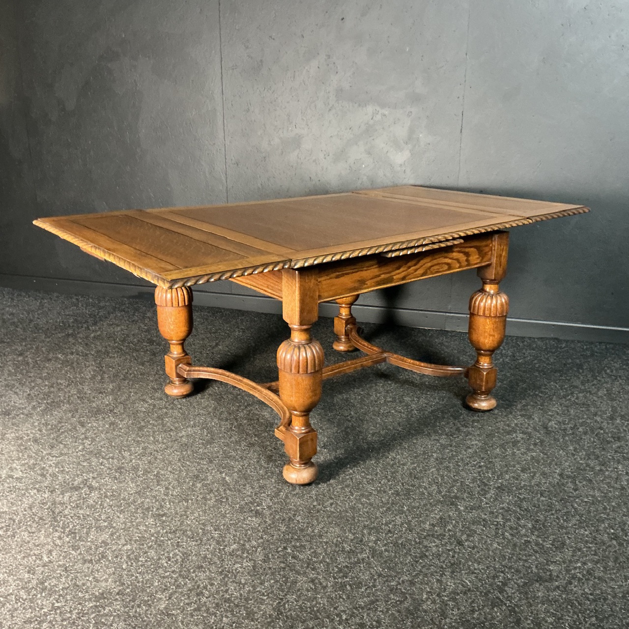 Antique Oak Draw Leaf Table - Image 11