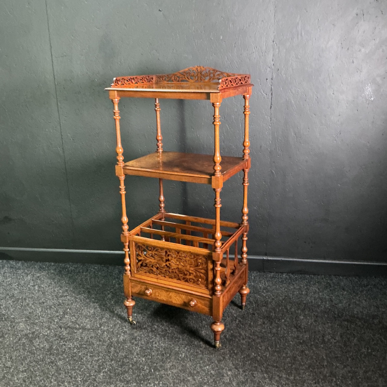 Victorian Walnut Canterbury / Whatnot