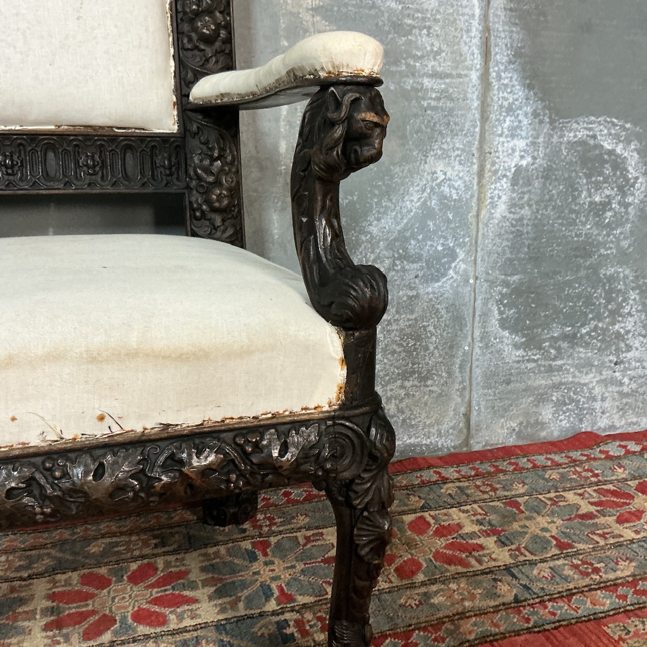 Pair of Heavily Carved Baroque Style Hall Chairs - Image 6