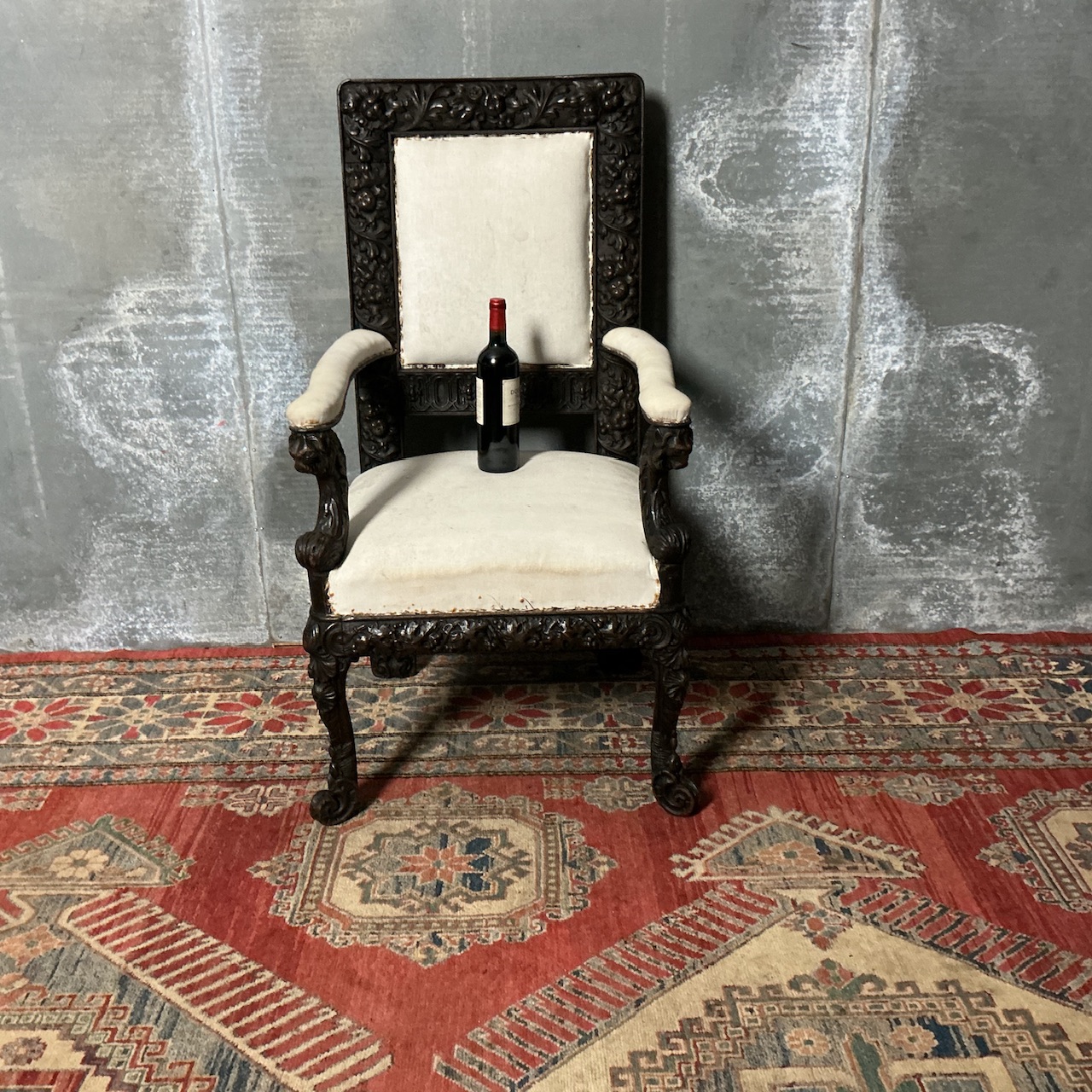 Pair of Heavily Carved Baroque Style Hall Chairs - Image 4